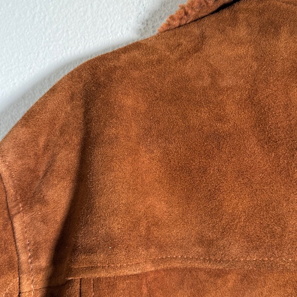 Vintage 1970s rust colored Suede Jacket with Faux Shearling Lining - Picture 6 of 8